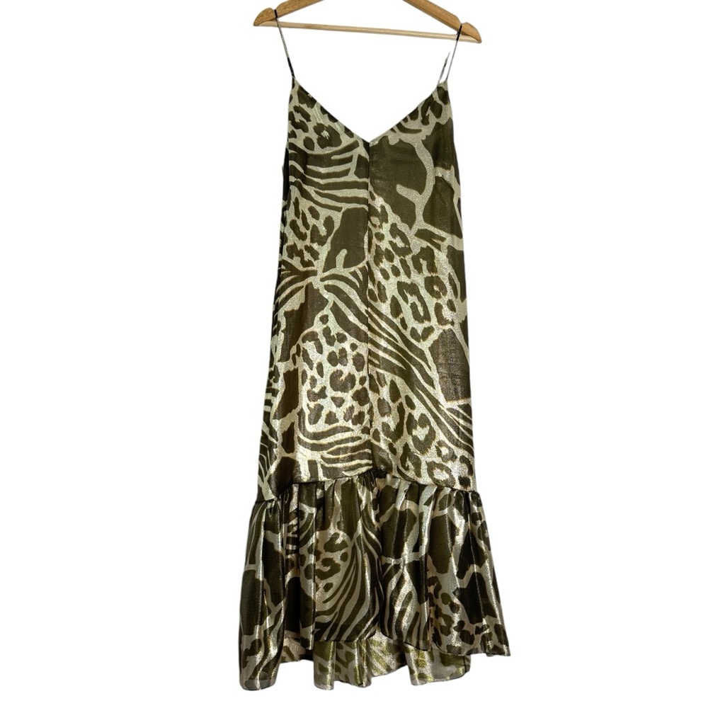 Adam‎ Lippes Ruffled Lamé Midi Dress Silk Blend - Picture 5 of 16